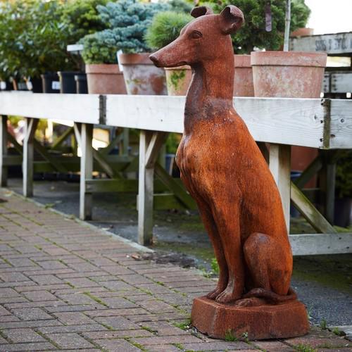 Cast Iron Sitting Whippet Statue