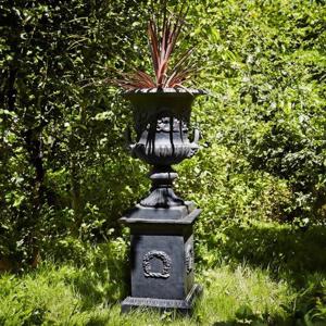 Cast Iron Medici Urn and Plinth - Faux Lead