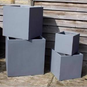 Arcadian Fibrestone - Cubic Box Planter - Grey