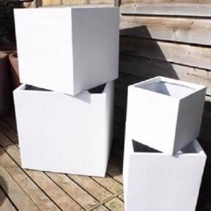 Arcadian Fibrestone - Cubic Box Planter - White