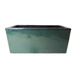 Glazed Rectangular Trough Planter - Streaky Green