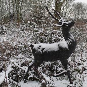 Cast Iron Rearing Majestic Stag Statue