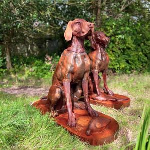 Cast iron Devoted Dogs - Pair Statue