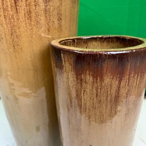 Glazed Ceramic Classic Tall Round Vase - Gold