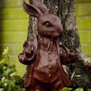 Cast Iron Woodland Creature - Rabbit With Pipe  Statue - 480mm High