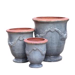 Glazed Ceramic Garland Pot - Rustic glazed