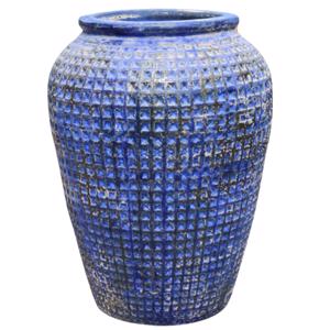 Glazed Ceramic Waffle Pot - Antique blue - 640mm Ø x 850mm H