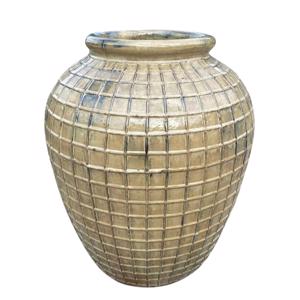 Glazed Ceramic Large Waffle Jar - Cream - 850mm Ø x 950mm H