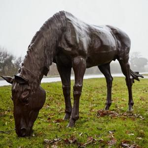 Cast Iron Lifesize Grazing Horse  Statue - 1600mm High