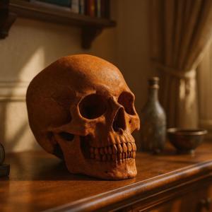 Cast Iron Skull Statue