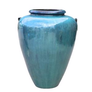 Glazed Ceramic Large Jar - Falling Green - 850mm Ø x 1100mm H