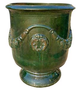 Glazed Ceramic Large Garland Pot - Bottle Green - 1050mm Ø x 1200mm H