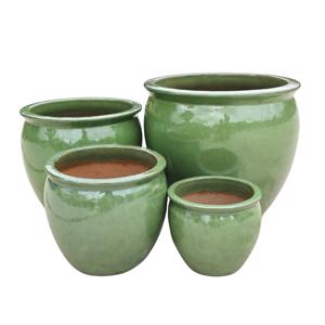 Glazed Ceramic Classic Plain Pot - Avocado