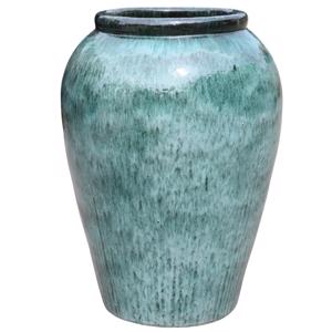 Glazed Ceramic Ishim Vase - Falling Green