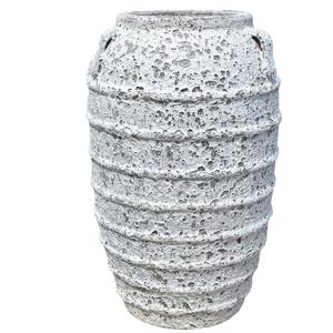 Glazed Ceramic 8-Banded  Large Jar - White Coral   750mm Ø x 1200mm H
