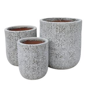 Glazed Ceramic Medium  Cylinder Pot -White Atlantis