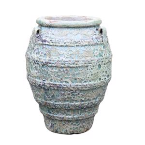 Glazed Ceramic 5-Banded   Jar - Green Atlantis   -560mm Ø x 730mm H