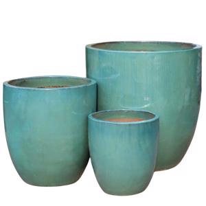 Glazed Ceramic Contemporary Large Pot -  Falling Green