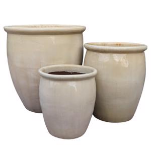 Glazed Ceramic Brussel Round Pot - Cream