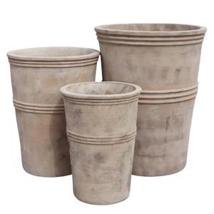 Glazed Ceramic Banded Cylinder - Antique Terracotta