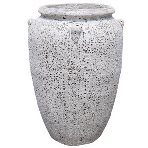 Glazed Ceramic Tall Rustic Jar - White Coral - 750mm Ø x 1100mm H