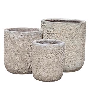 Glazed Ceramic Medium  Cylinder Pot -White Coral