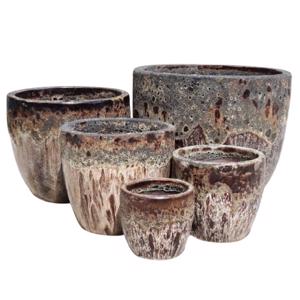 Glazed Ceramic Classic Egg Pot - Falling Brown