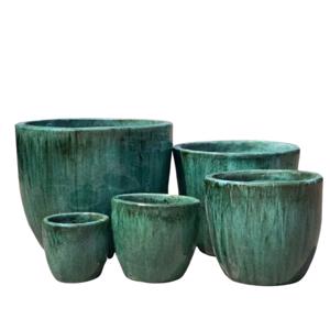 Glazed Ceramic Classic Egg Pot - Moss Green