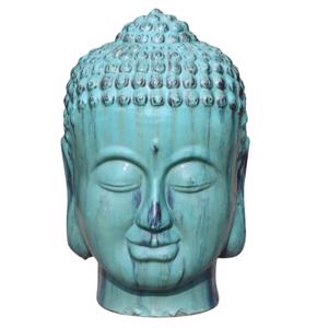 Glazed Ceramic Buddha Bust - Falling Green