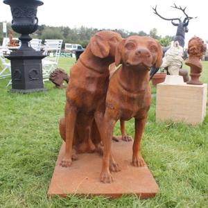 Cast Iron Snuggling Dogs Statue - 0mm High